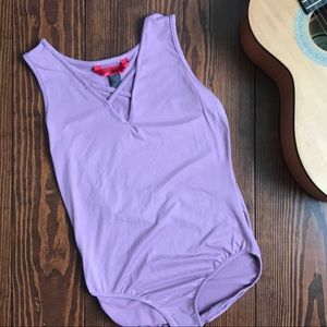 Hot Kiss mauve criss-cross bodysuit